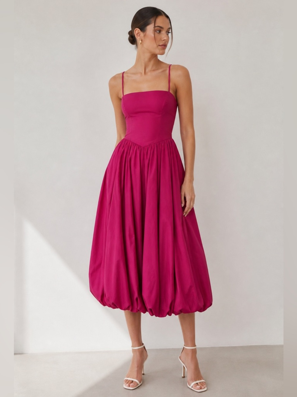 Abercrombie & Fitch Pink Bubble Hem Midi Dress Strappy Corset Bodice SP New NWT